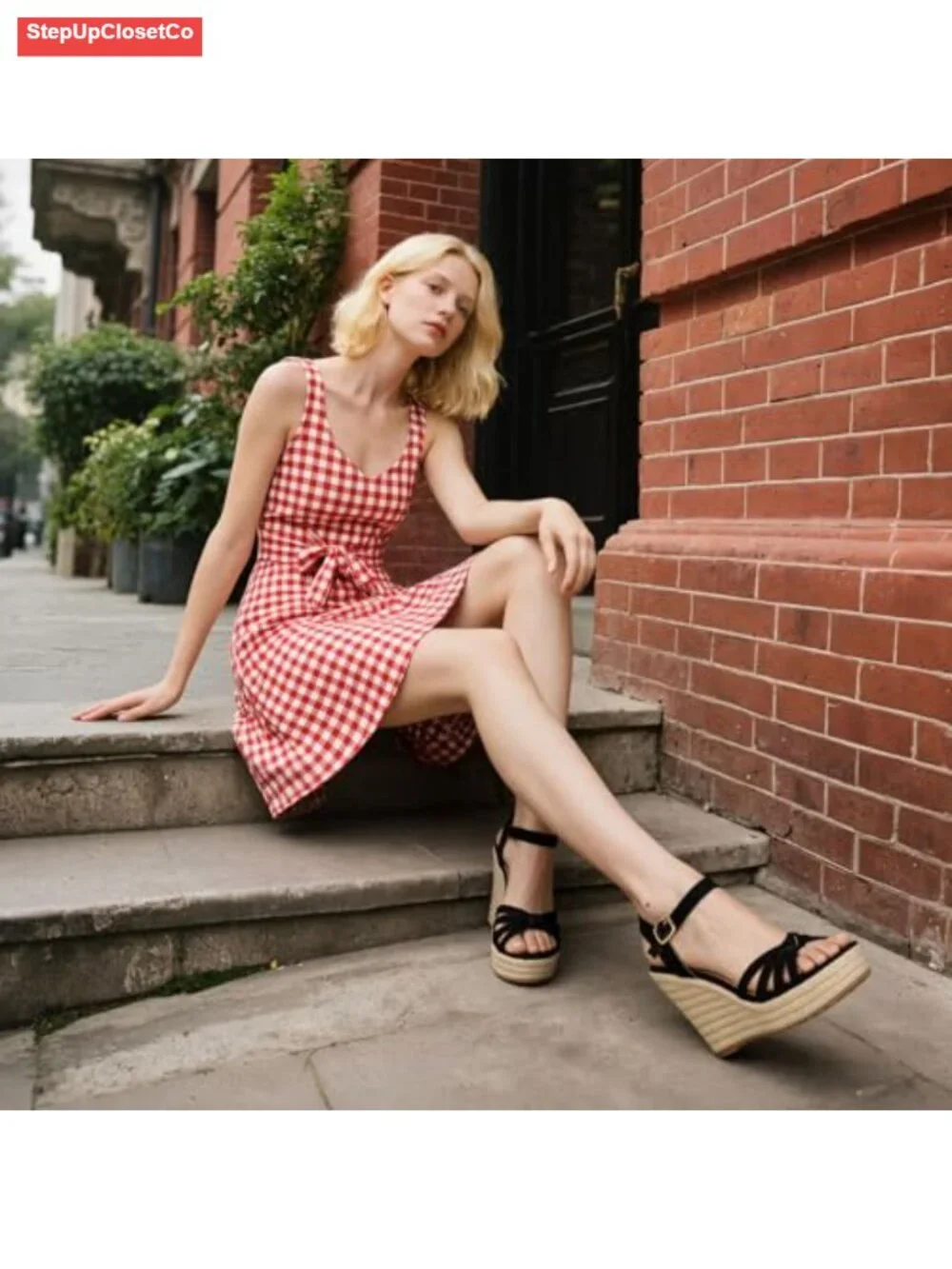 Woven Linen Straw Wedge Sandals with Platform, Adjustable Ankle Buckle,